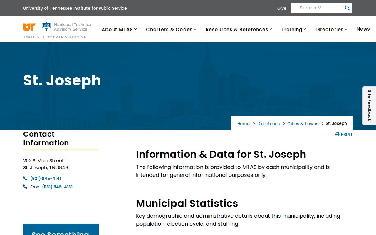 St. Joseph municipal profile for St. Joseph warrant records