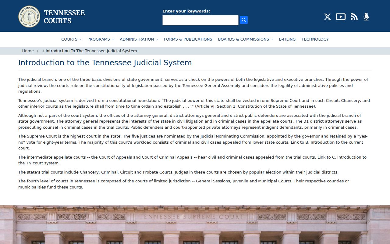 Tennessee court hierarchy for Lawrence County bench warrant records