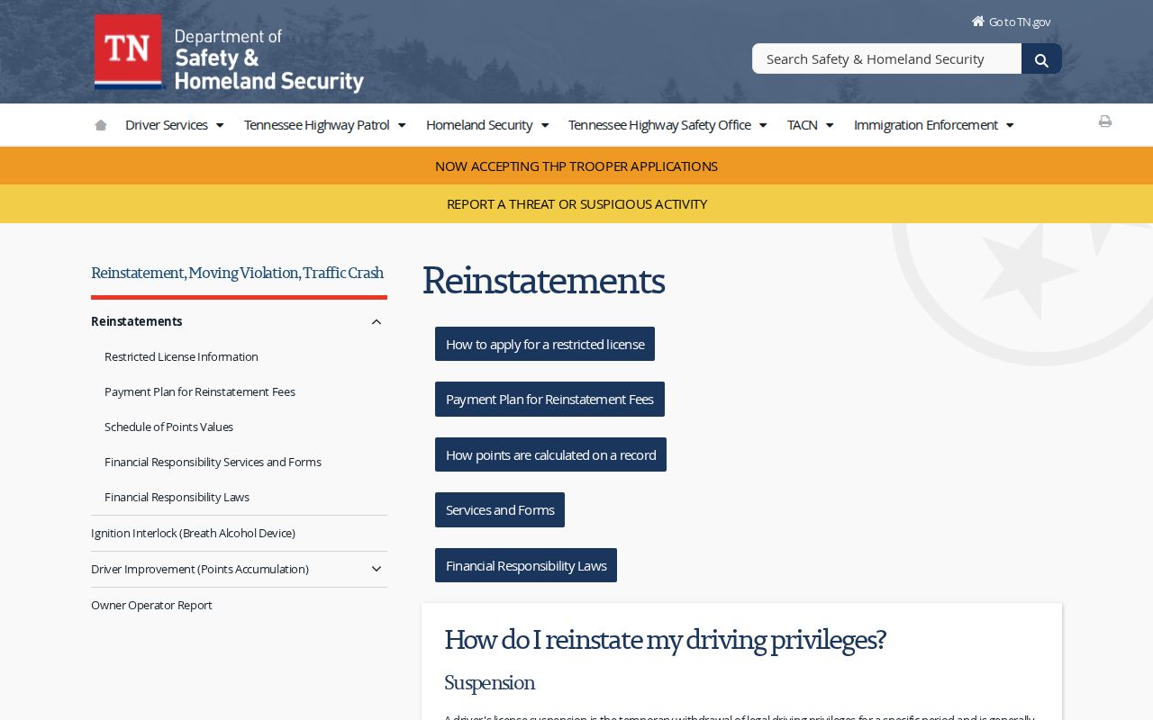 Tennessee reinstatement steps after a Lawrence County traffic warrant matter