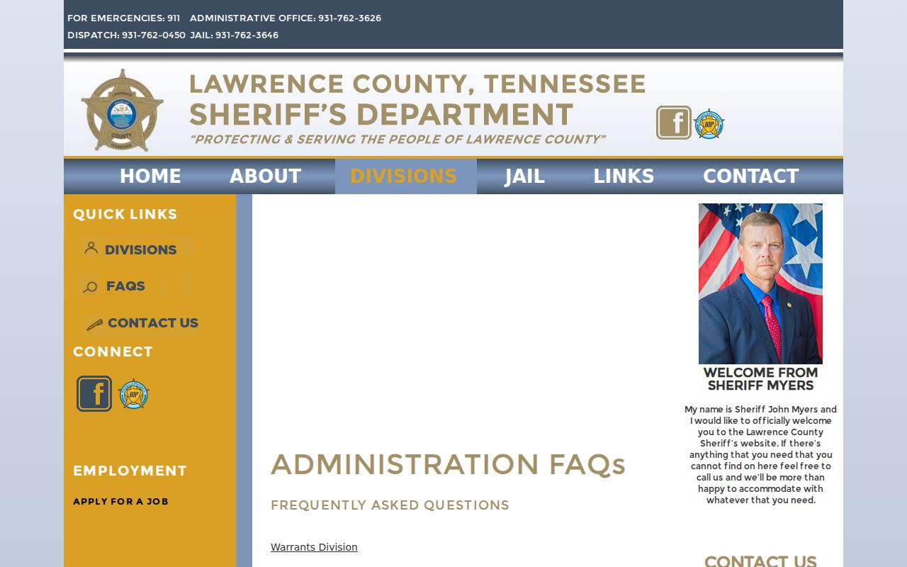 Lawrence County active warrant status instructions from the Sheriff